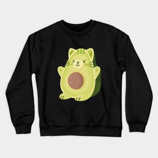 Cute Avocato Kitten Avocado Cat Crewneck Sweatshirt by HamilcArt